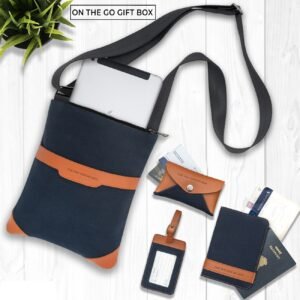 Canvas & Vegan Leather Sling Bag Set ON THE GO GIFT BOX (PK OF 4 )