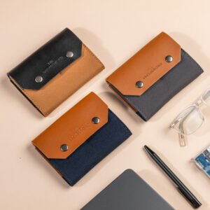 CANVAS & VEGAN LEATHER NOTBOOK SET POCKET ORGANIZER GIFT BOX - PRO
