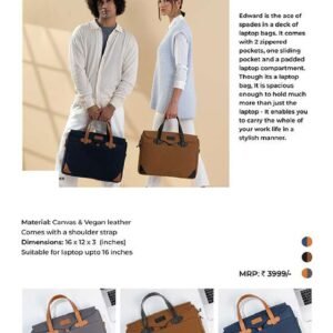 Canvas & Vegan Leather EDWARD LAPTOP BAG