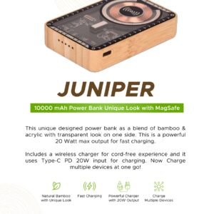 Juniper Bamboo 10000mAh Transparent MagSafe power bank