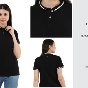POLO TEE WITH TIPPING BLACK WITH WHITE TIPPING REGULAR FIT UNISEX TEE